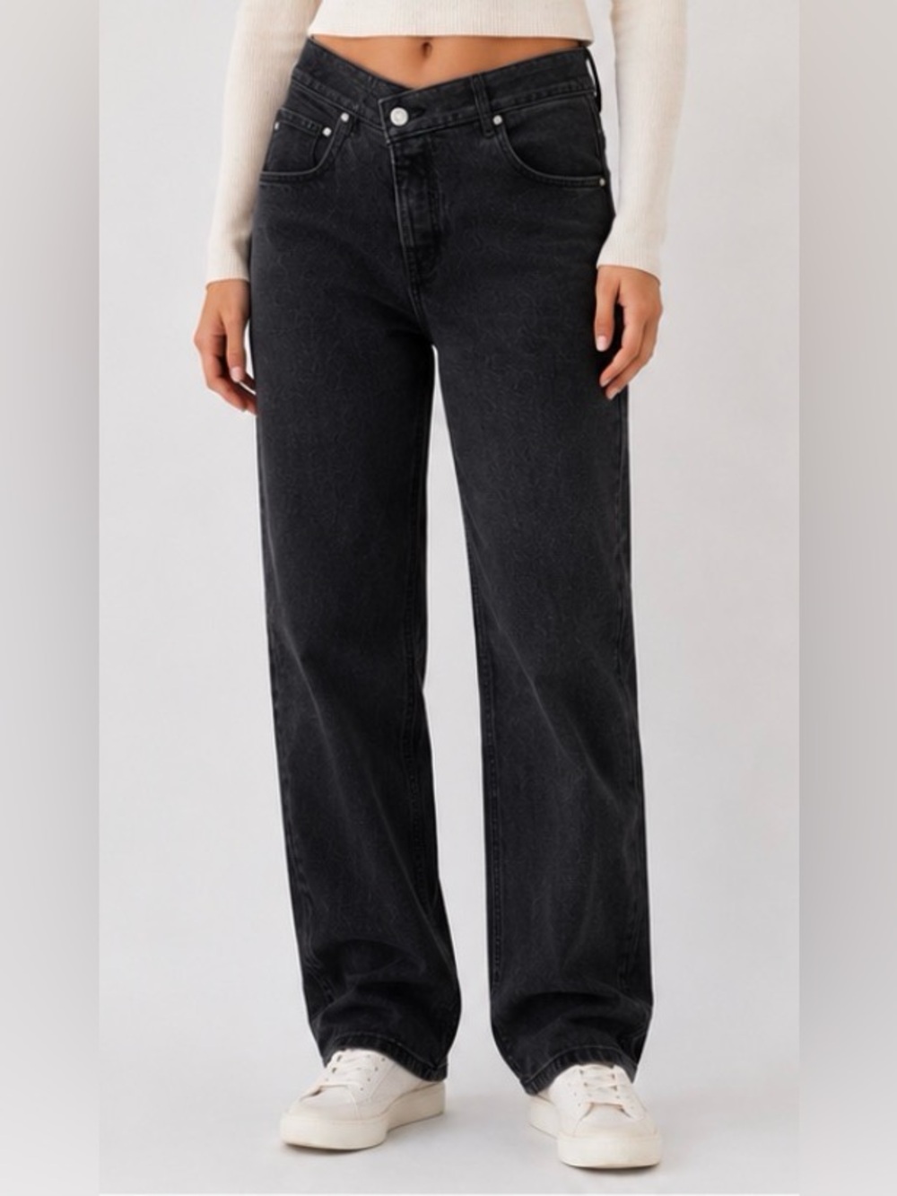 Abercrombie & Fitch The Dad High Rise Black Jeans Size 6 Long Crossover Waist